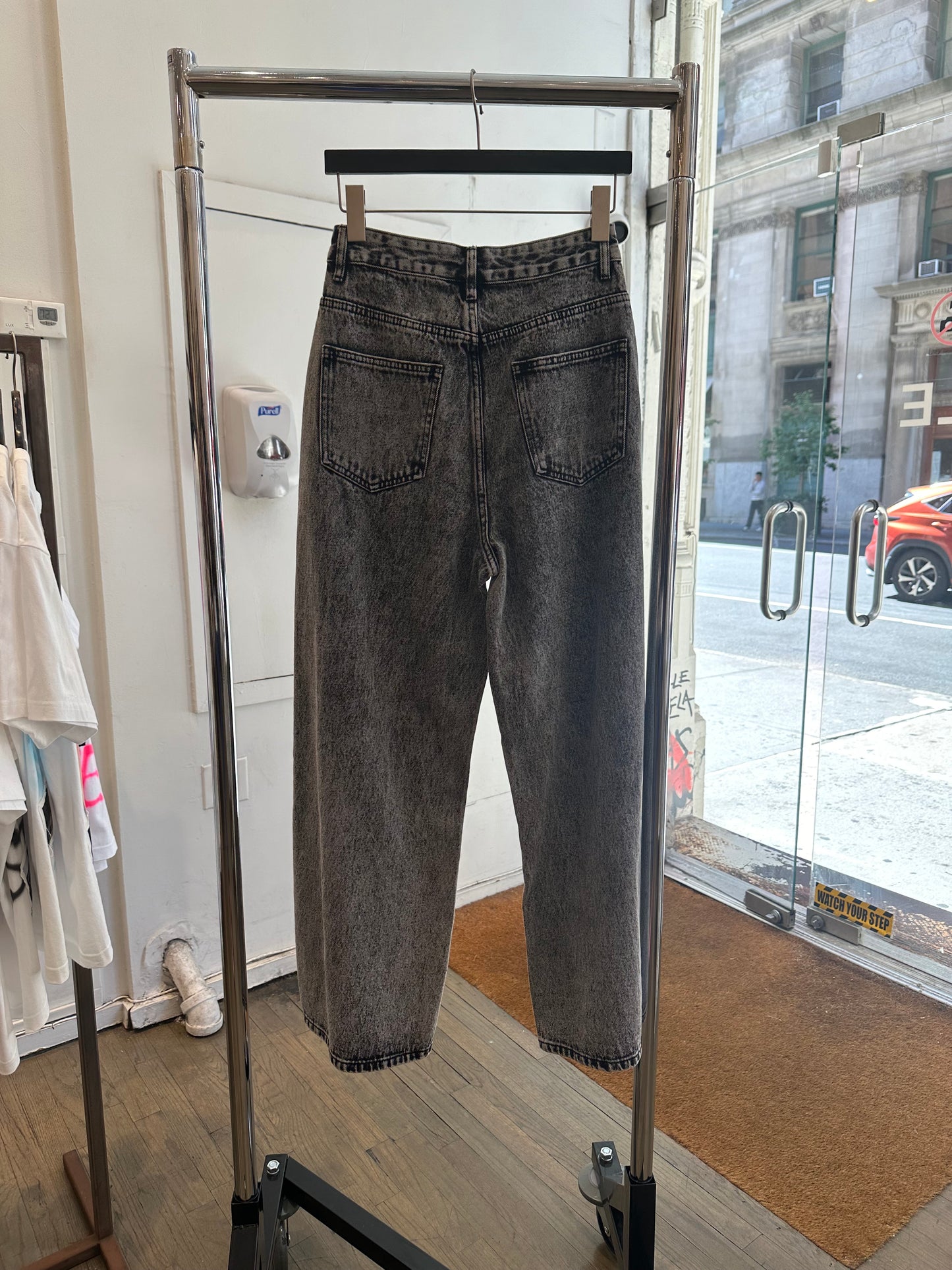 Dear Alien denim/ leatherette trousers