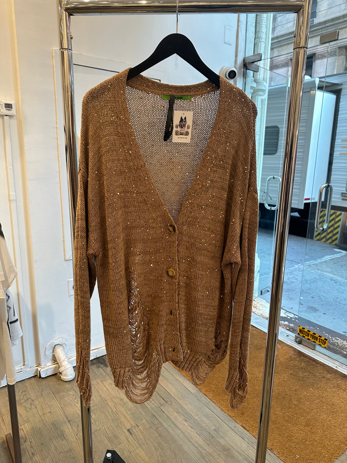 Dear Alien sequin distressed cardigan