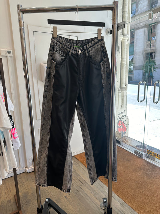 Dear Alien denim/ leatherette trousers
